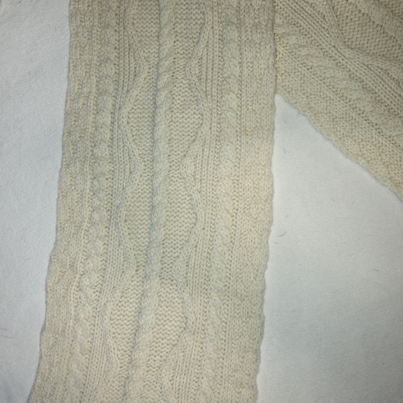 Aran Crafts Merino Wool Cream Cable Knit Scarf Fisherman Style Made In Ireland - Picture 4 of 6
